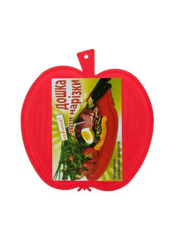 Дошка обробна пластикова для нарізування м'яса, риби, овочів і фруктів у формі яблука (220х210 мм) Червоний Kitchette (263346517)