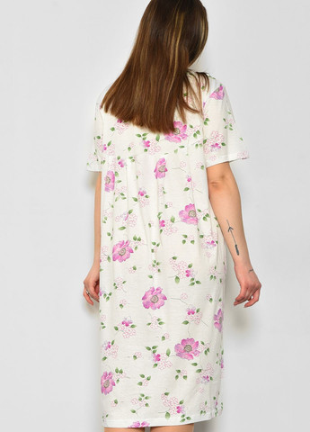 Ночная рубашка женская батальная белого цвета с цветочным принтом Let's Shop (277925737)