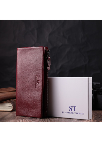 Добротный женский кошелек-клатч с двумя молниями из натуральной кожи 22528 Бордовый st leather (278001004)