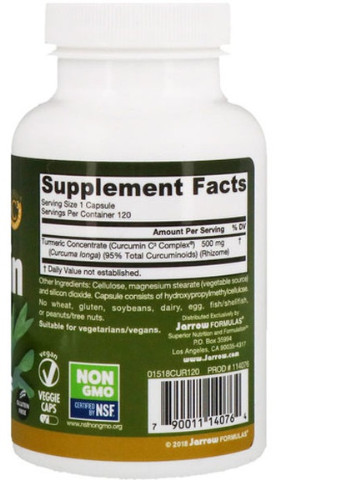 Curcumin 95 500 mg 120 Veg Caps Jarrow Formulas (256721502)