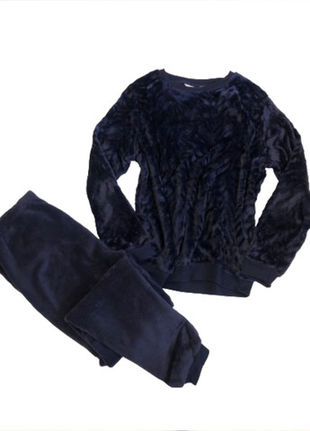 Синяя зимняя теплая женская пижама свитшот + брюки Primark