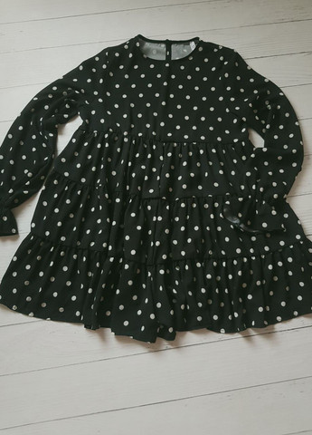 Черно-белое повседневный платье -комбинезон в горошек черное с белым бэби долл Asos в горошек