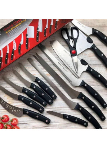 Набір професійних кухонних ножів з нержавіючої сталі 13в1 Miracle Blade чорний, нержавіюча сталь