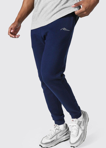 Синие спортивные демисезонные зауженные брюки Boohoo