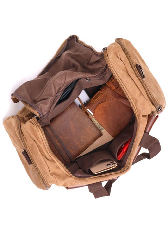 Удобная дорожная сумка из плотного текстиля 21239 Коричневая Vintage (258286236)
