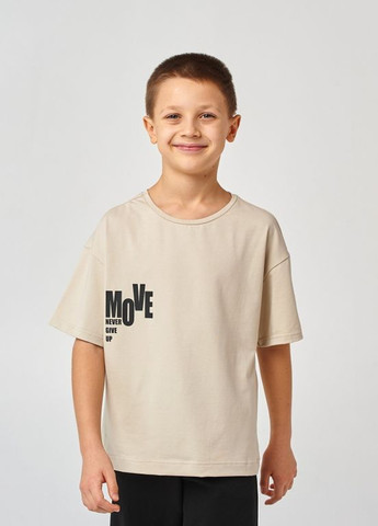 Бежевая детская футболка | 95% хлопок | демисезон |122, 128, 134, 140 | легкость и комфорт бежевый Smil