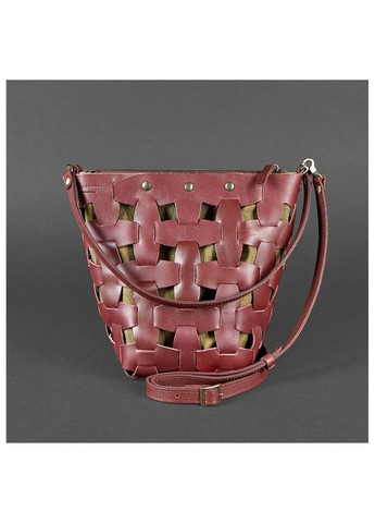 Шкіряна плетена жіноча сумка Пазл бордова Krast BN-BAG-32-VIN BlankNote (277978052)