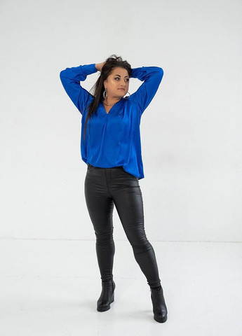 Синяя женская рубашка из шелка армани цвет электрик р.44/48 445855 New Trend