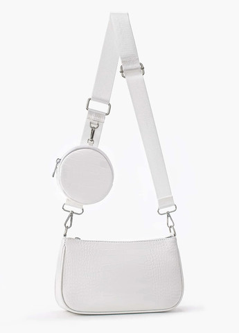 Жіноча класична сумочка багет з гаманцем рептилія T-132 біла No Brand (259248589)