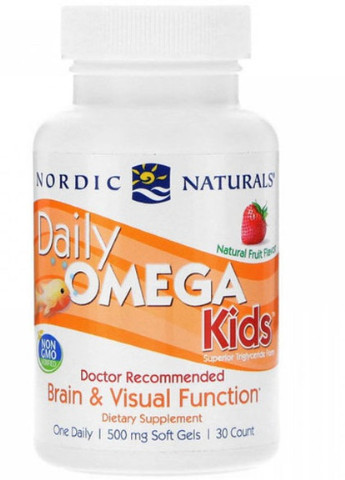 Daily Omega Kids 500 mg 30 Soft Gels Natural Fruit Flavor Nordic Naturals (256719698)