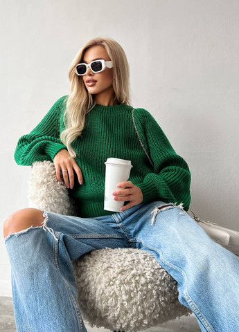 Женский шерстяной свитер зеленого цвета 405988 New Trend (258967540)
