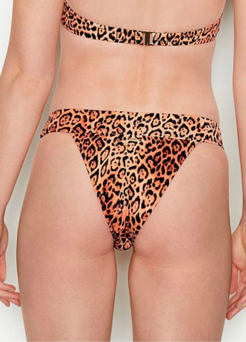 Коричневый трусики танга женские для купания леопардовый принт Victoria's Secret