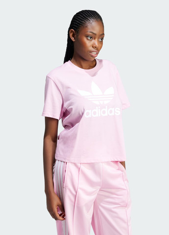 Рожева всесезон футболка adicolor trefoil boxy adidas