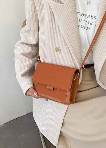 Жіноча класична сумочка через плече крос-боді на ремінці бархатна велюрова замшева коричнева руда No Brand (259294527)