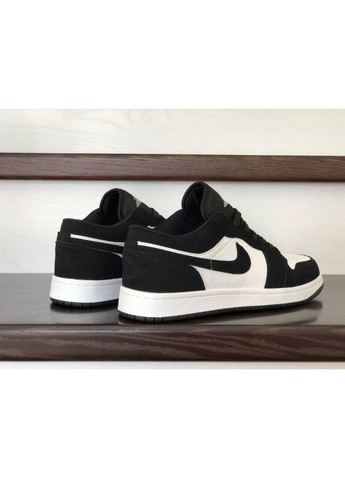 Чорно-білі Осінні чоловічі кросівки білі з чорним «no brand» Nike Air Jordan 1 Low