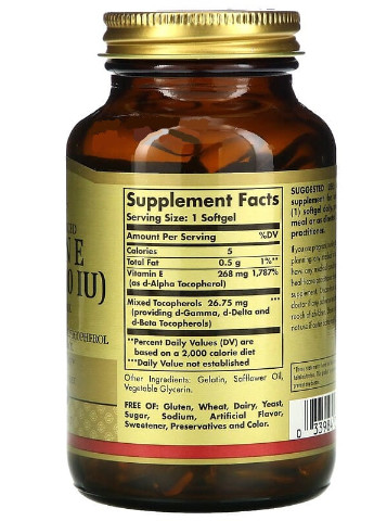 Vitamin E 400 IU 268 mg 100 Softgels Solgar (256721534)
