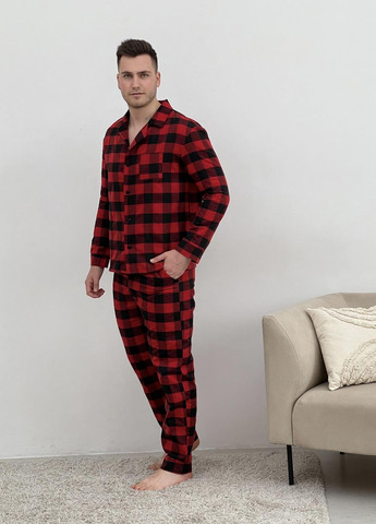 Пижама мужская с фланели клетка красно/черная Cosy (266915592)