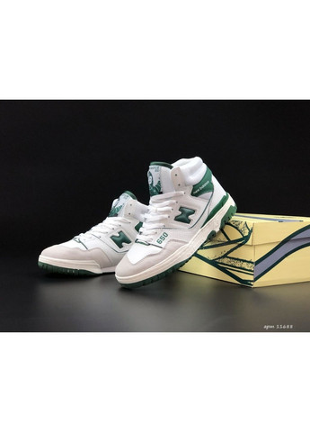 Білі осінні жіночі кросівки білі із зеленим «no name» New Balance 650