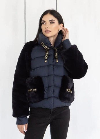 Темно-синяя зимняя зимняя куртка женская SK
