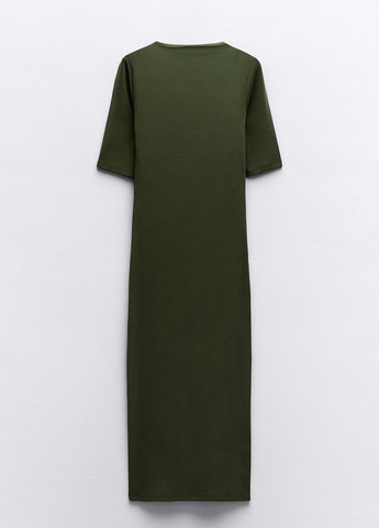 Темно-зеленое повседневный платье Zara однотонное