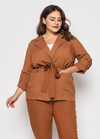 Коричневый женский пиджак летний дастин коричневый Luzana -