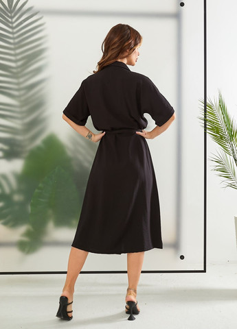 Черное женское платье-рубашка цвет черный 435706 New Trend