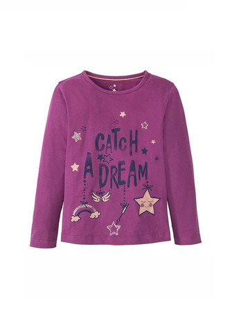 Фиолетовая зимняя пижама для девочки лонгслив + брюки Lupilu