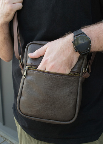 Сумка мужская мессенджер коричневый ( через плечо ) из натуральной кожи Famk (259018688)