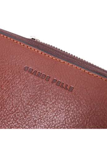 Удобный кошелек-клатч на молнии из натуральной кожи 11659 Коричневый Grande Pelle (267507146)