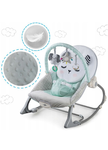 Дитяче крісло гойдалка шезлонг багатофункціональне для дітей малюків з вібрацією 62х48 см (475199-Prob) Світло-зелене Unbranded (263131997)