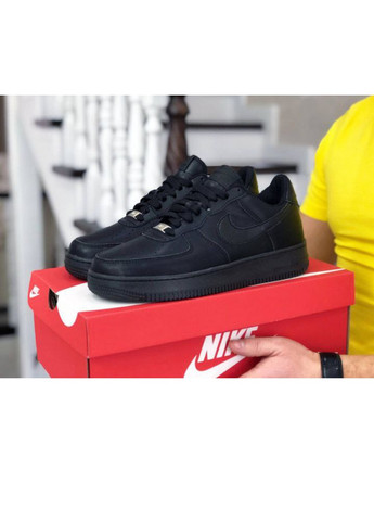 Чорні Осінні чоловічі кросівки чорні репліка 1в1 «no name» (10283) Nike Air Force Af 1