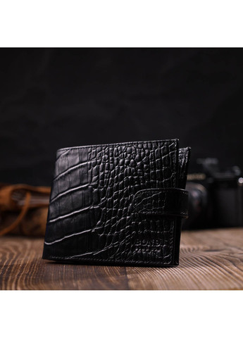 Модный бумажник для мужчин из натуральной фактурной кожи с тиснением под крокодила 21995 Черный Bond (262158741)