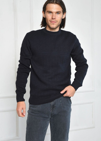Темно-синий зимний свитер мужской темно-синего цвета пуловер Let's Shop