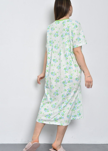 Ночная рубашка женская полубатальная белого цвета с цветочным принтом Let's Shop (271958467)