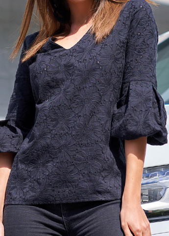 Чорна літня блуза з прошви Jadone Fashion