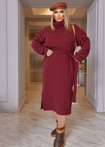 Бордовое женское ангоровое платье в рубчик цвет бордо р.50/52 447228 New Trend