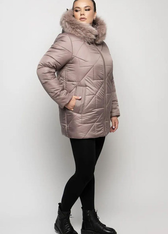 Бежевая зимняя женская зимняя куртка большого размера SK