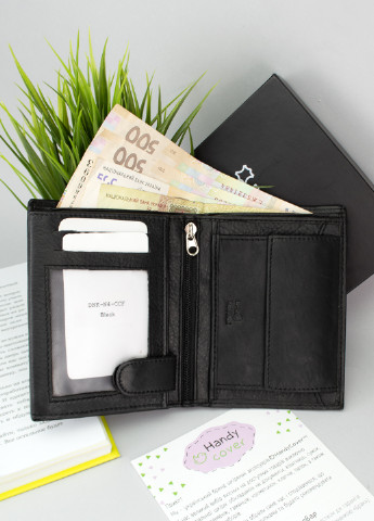 Портмоне чоловіче шкіряне вертикальне N4-CCF чорне без кнопки DNK (256675971)
