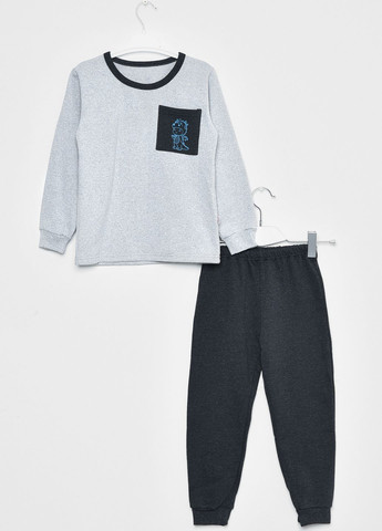 Сіра всесезон піжама дитяча на флісі сірого кольору кофта + брюки Let's Shop