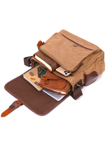 Функціональна чоловіча сумка з клапаном із текстилю 21249 Коричнева Vintage (258267909)