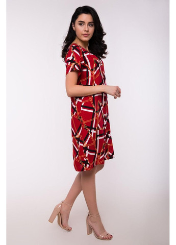 Красное повседневный платье c70s-6 рубашка Bon Voyage с рисунком