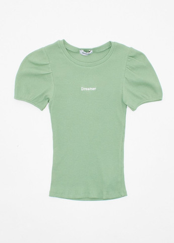 Зеленая футболка basic,зеленый с принтом, Pink Woman