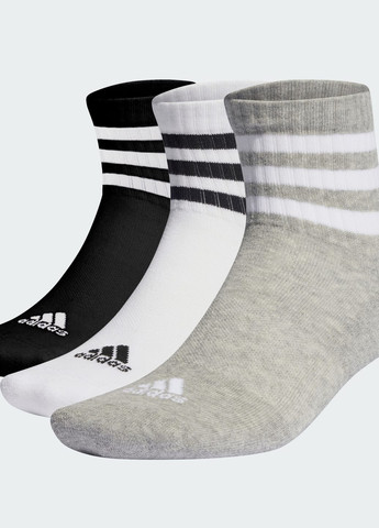 Три пары носков 3-Stripes Cushioned Sportswear Mid-Cut adidas (260167730)