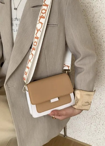 Жіноча класична сумочка через плече крос-боді на ремінці бархатна велюрова замшева бежева No Brand (257007442)