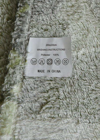 Плед зеленого цвета с цветочным принтом размер 200*220 Let's Shop (262376861)