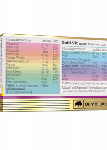 Вітаміни для мам Gold-Vit Mama 30 tabs Olimp (275999553)