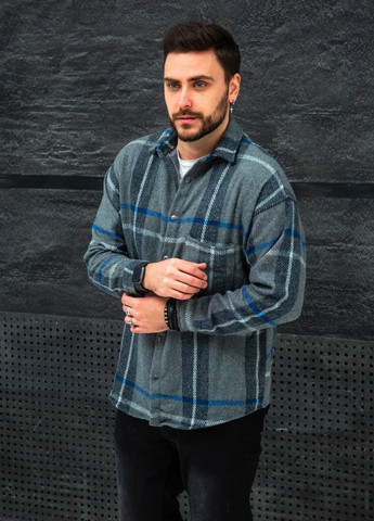 Серо-синяя кэжуал рубашка в клетку Vakko