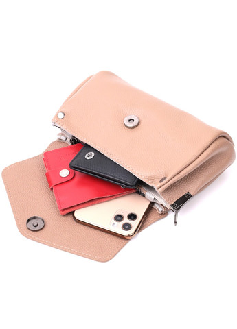 Компактна шкіряна сумка з трикутним клапаном 22256 Бежева Vintage (276461702)