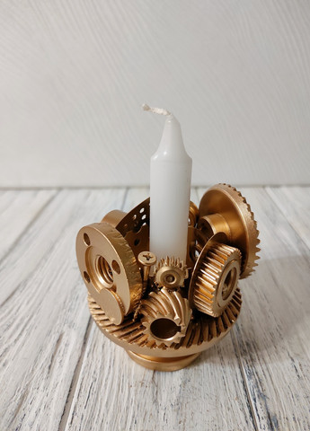 Сувенір підсвічник свічник стімпанк з металу з золотим напиленням ручна робота хендмейд подарунок SuvenirPodarokZP 18 (257960592)