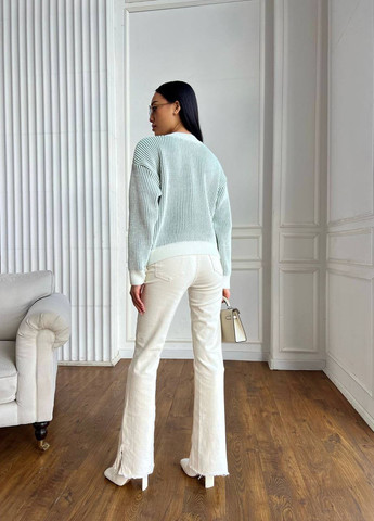 Оливковый женский свитер цвет белый-оливка р.42/46 446039 New Trend
